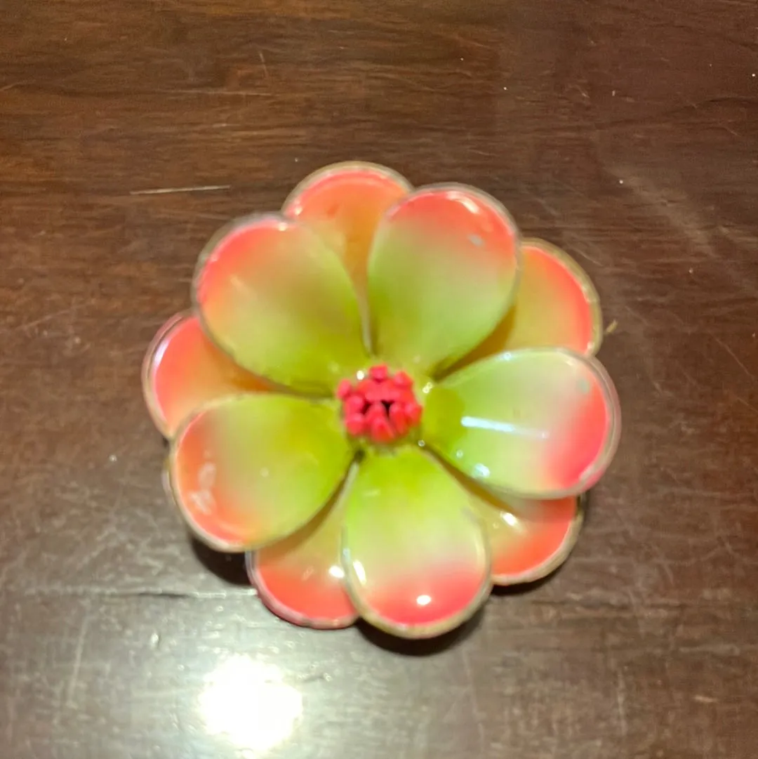 Large Vintage Enamel Flower Brooches