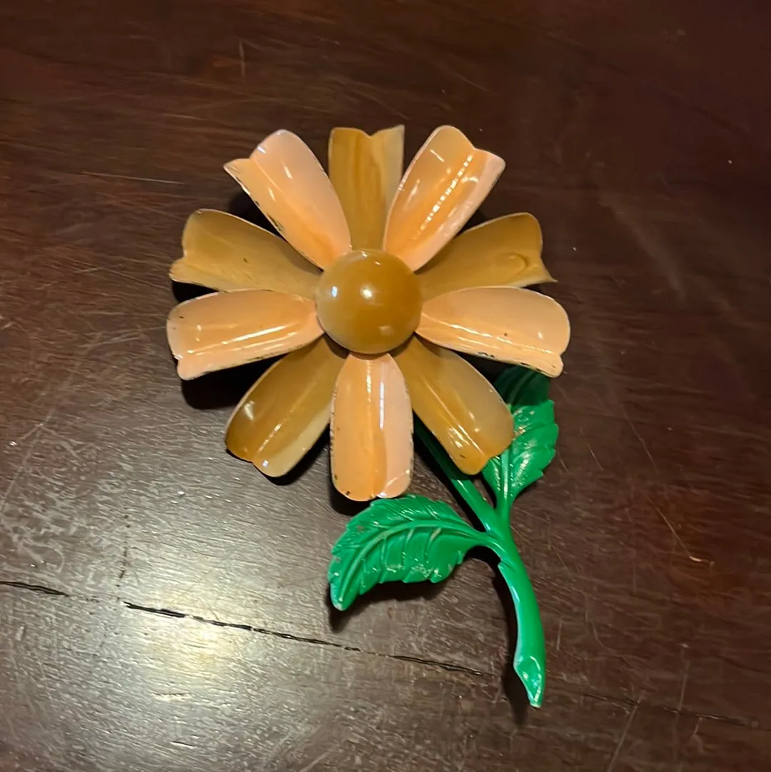 Large Vintage Enamel Flower Brooches