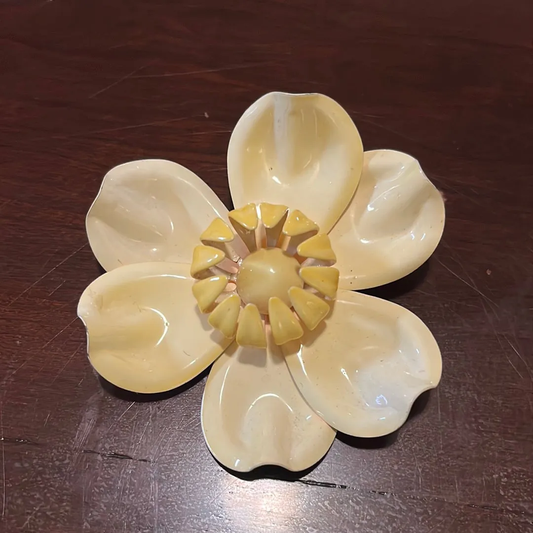 Large Vintage Enamel Flower Brooches