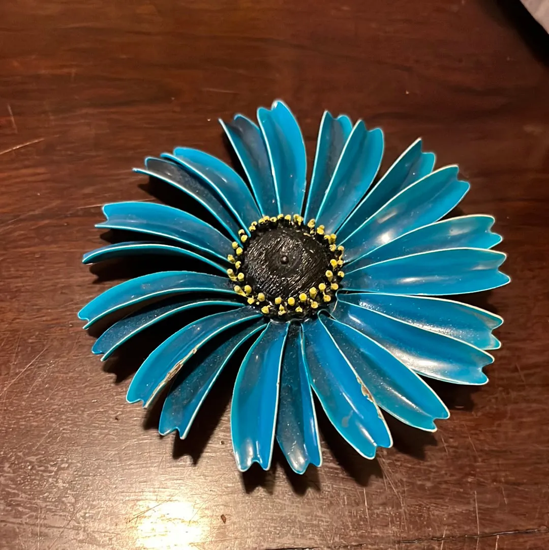 Large Vintage Enamel Flower Brooches