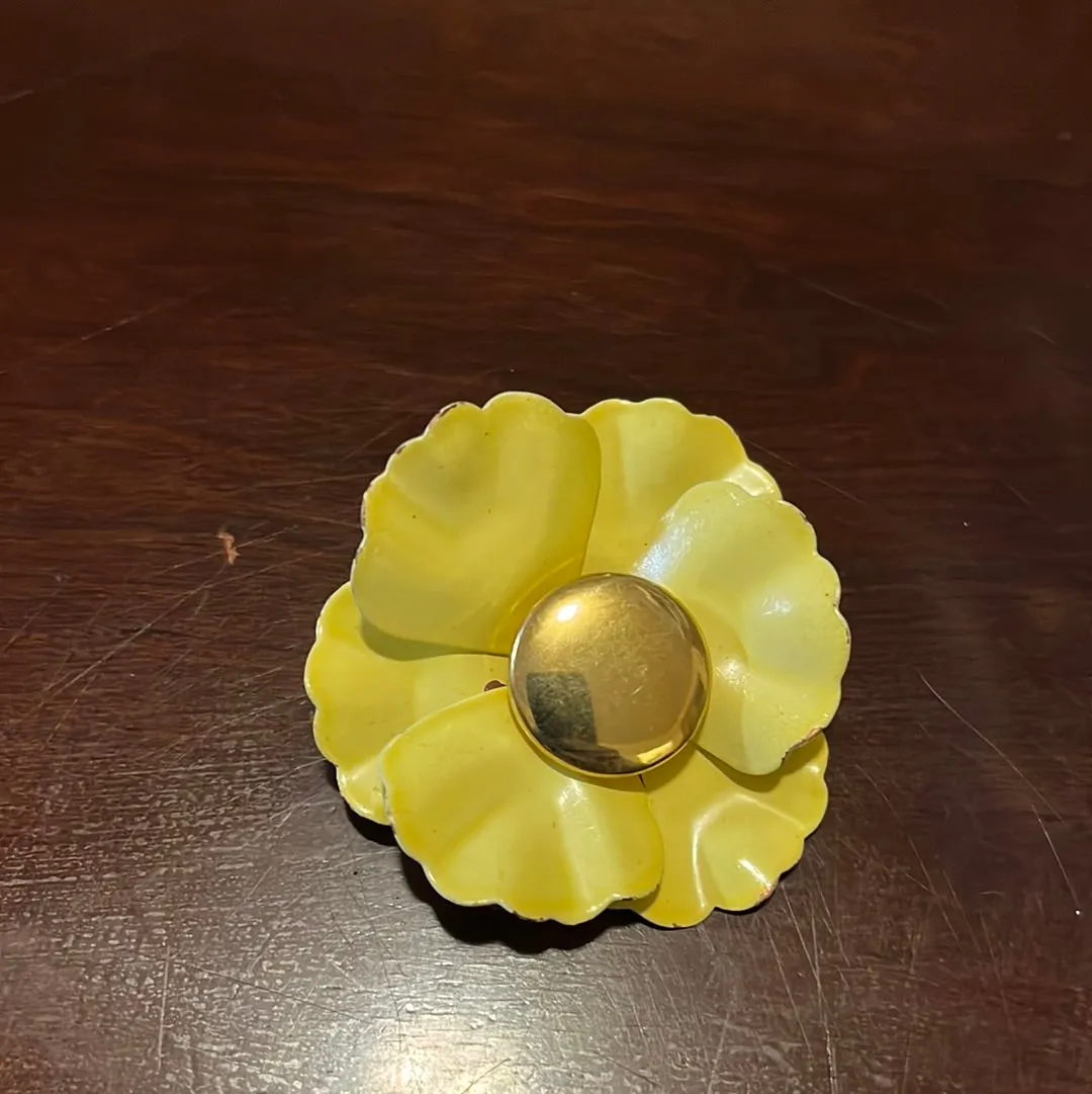 Large Vintage Enamel Flower Brooches