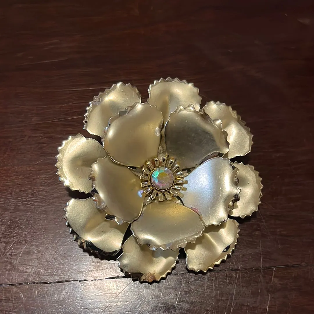 Large Vintage Enamel Flower Brooches