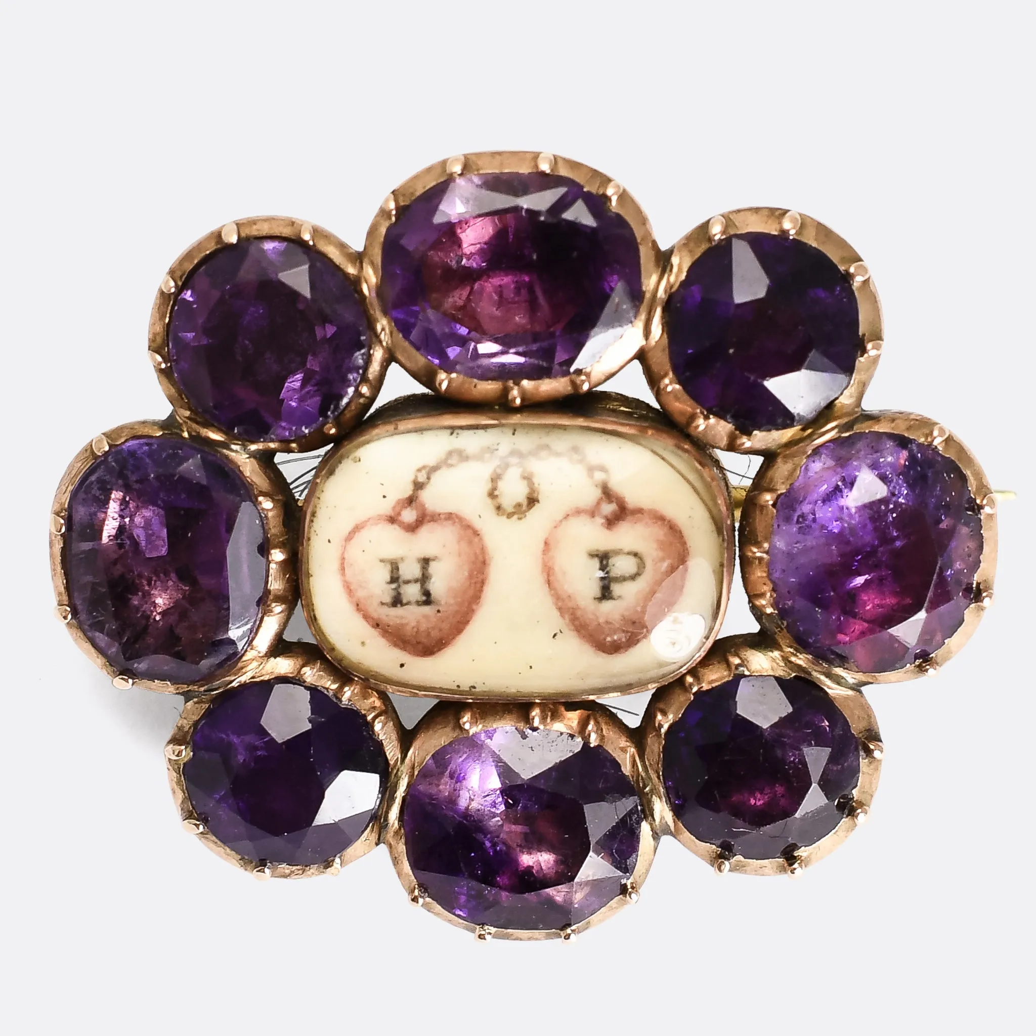 Layaway Georgian Amethyst Entwined Hearts Memorial Pin for MT Final Payment