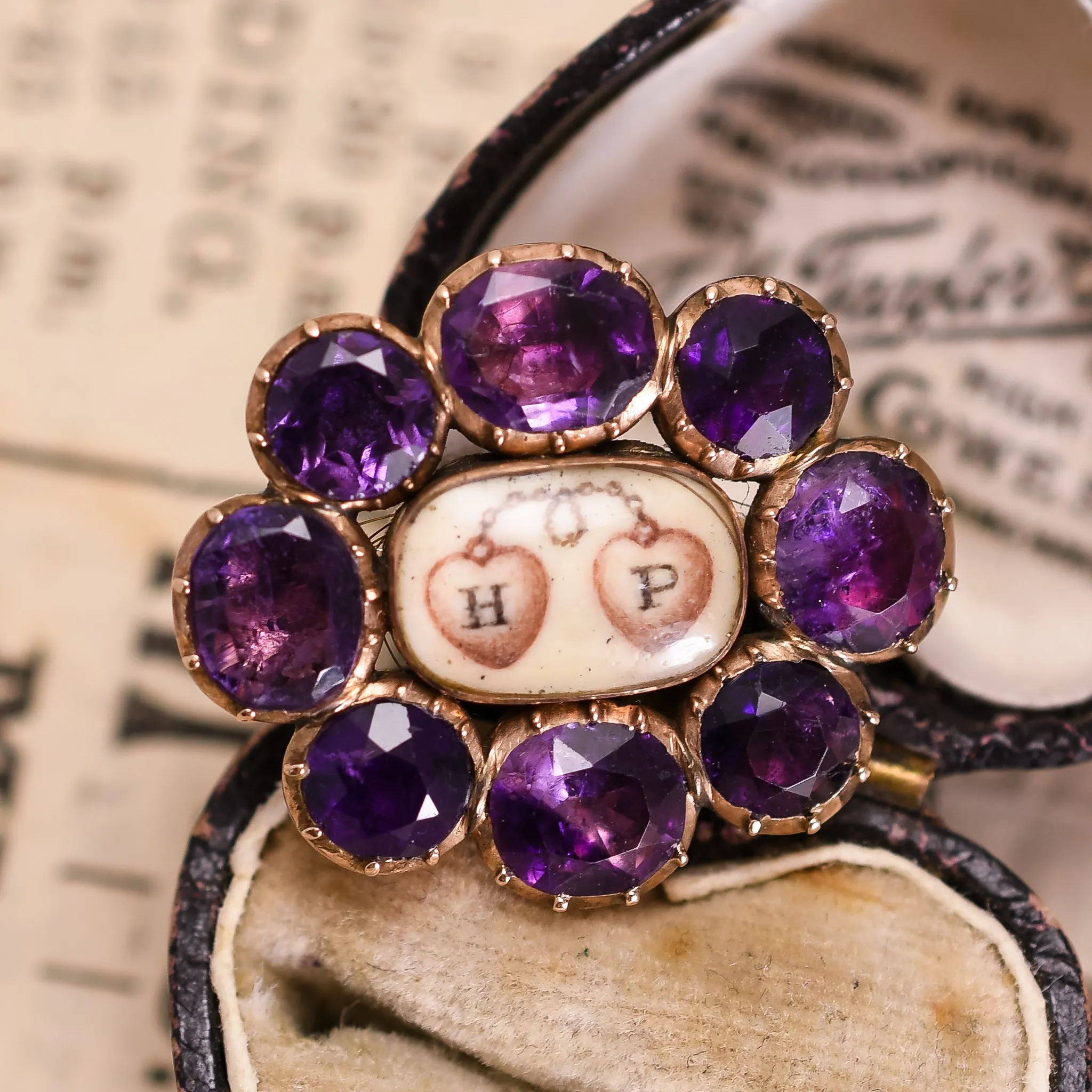 Layaway Georgian Amethyst Entwined Hearts Memorial Pin for MT Final Payment