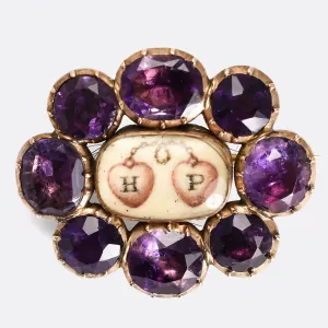 Layaway Georgian Amethyst Entwined Hearts Memorial Pin for MT Final Payment