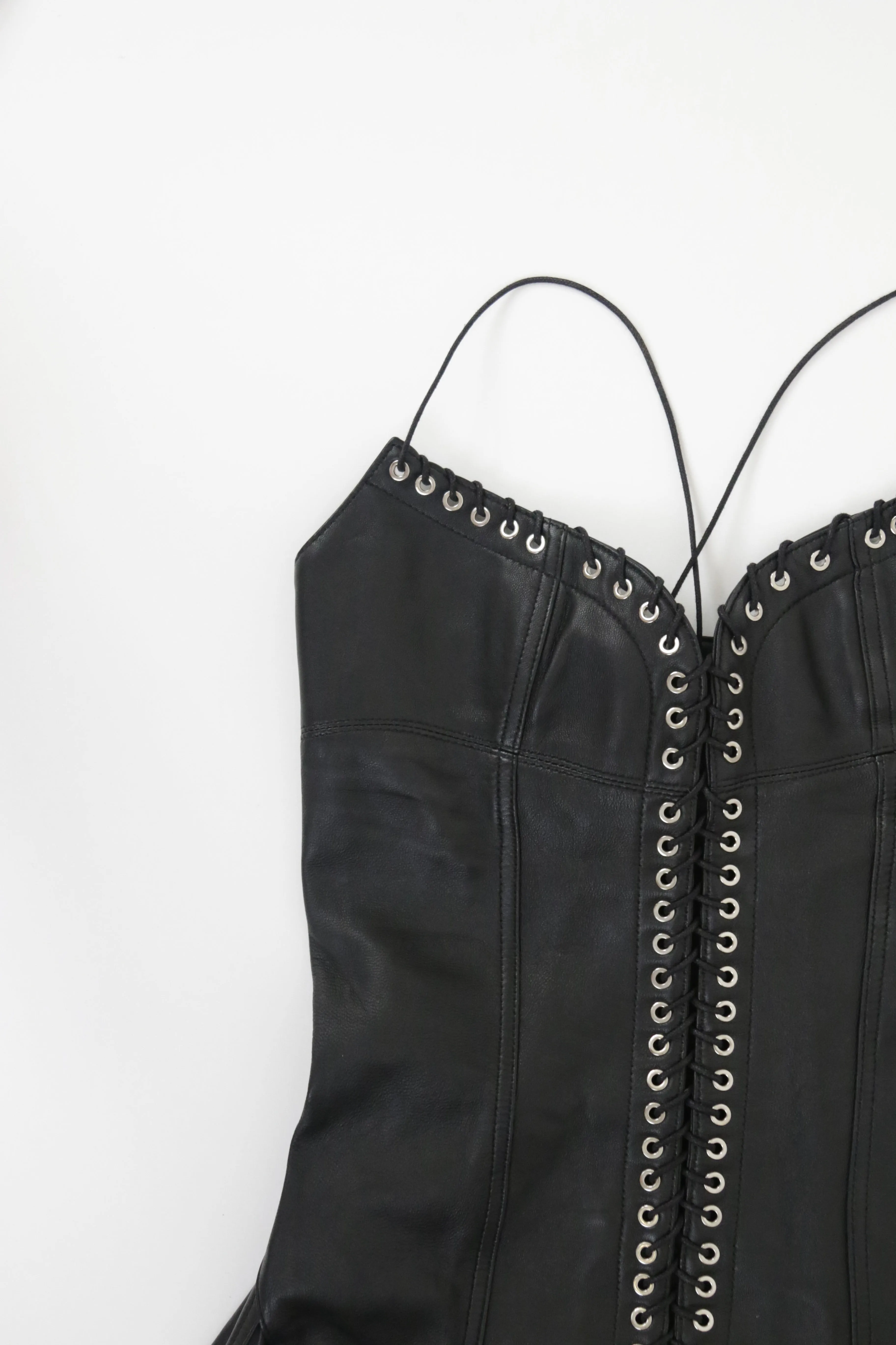 Leather Corset Skater Mini Dress