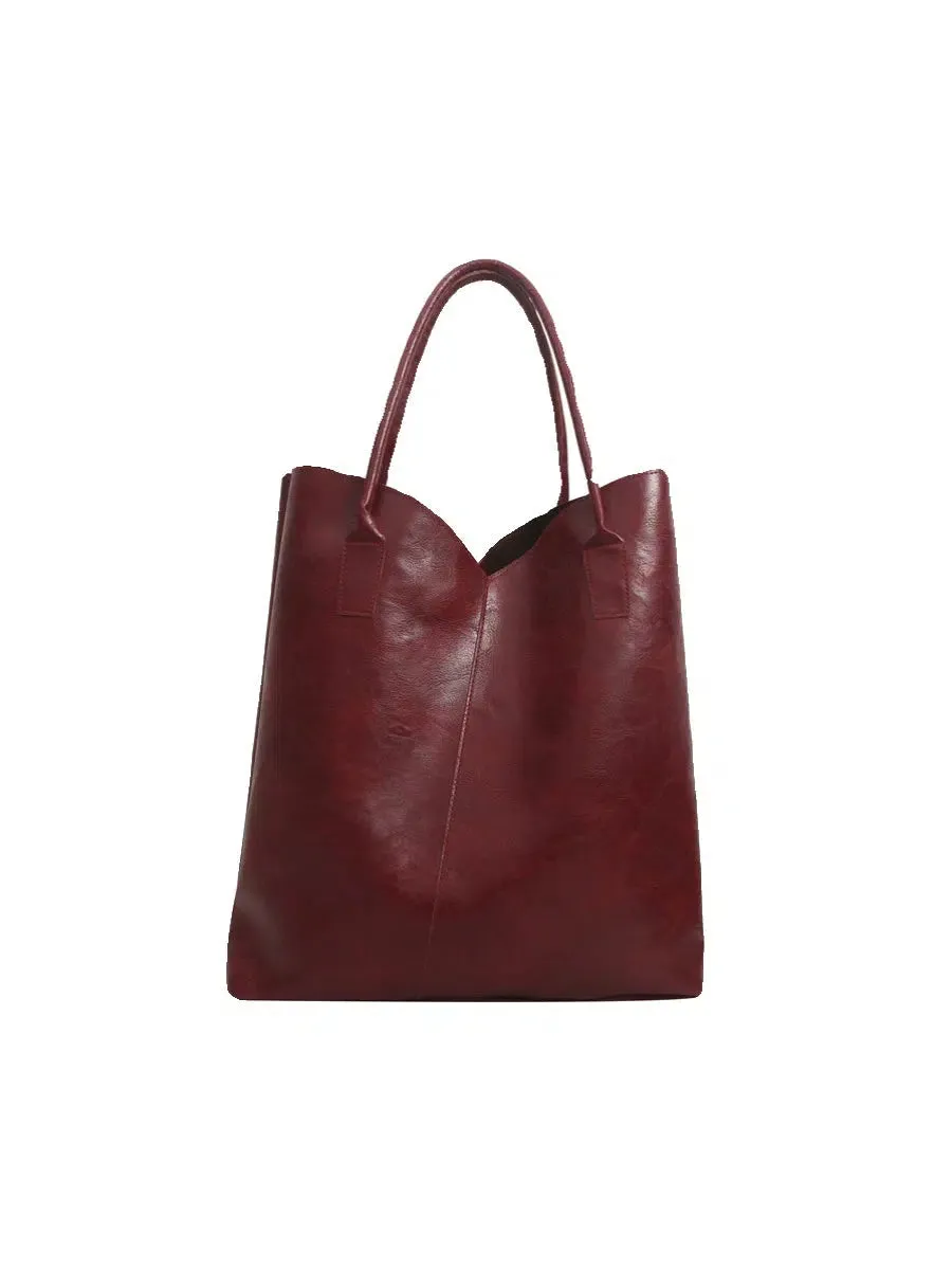Leather Shoulder Tote Bag