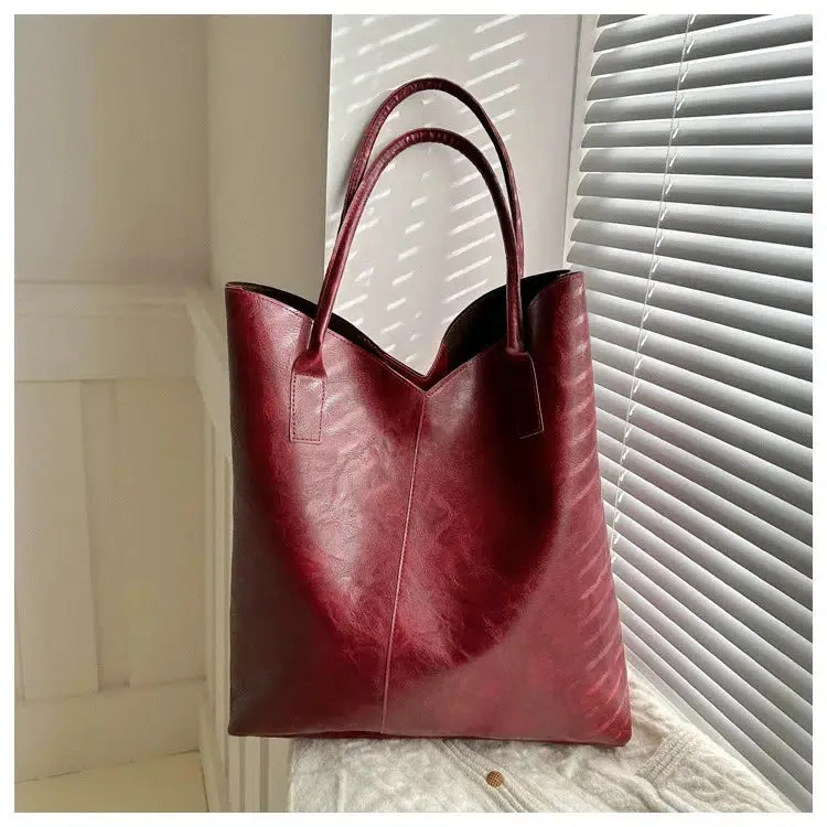 Leather Shoulder Tote Bag