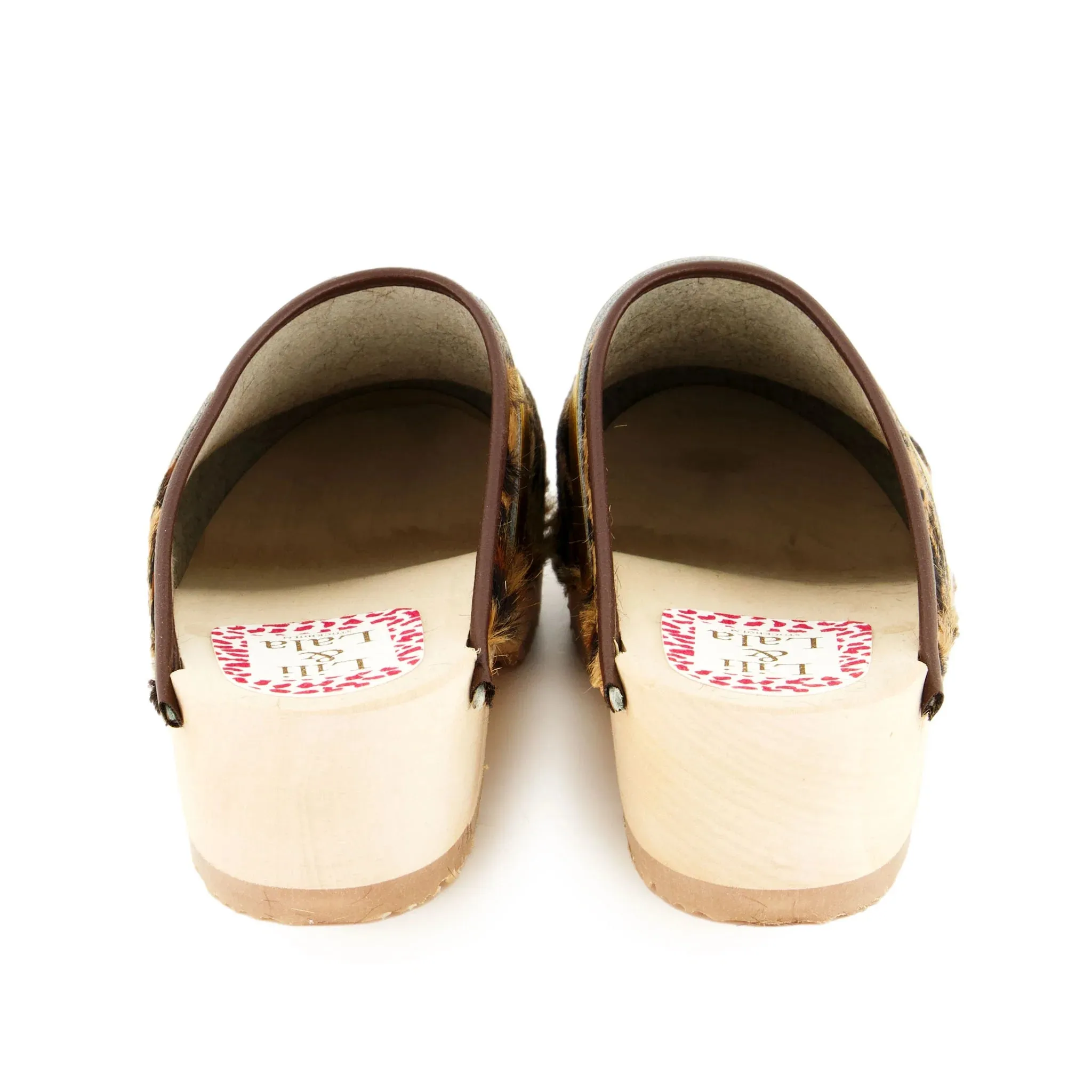 Leopard  Print & Wood Handmade Clogs With Gold Strap (Pre-Order)
