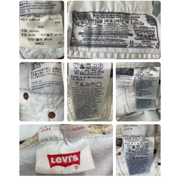 Levi’s 501 High Rise Exposed Button Fly Light Washed Denim Shorts Size 25