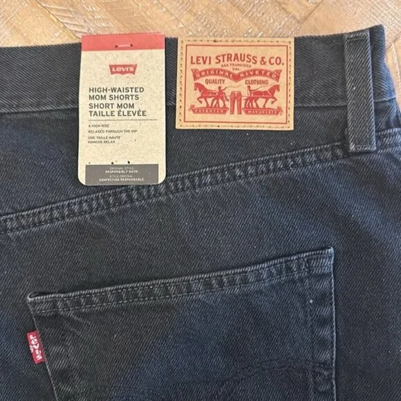 Levi's High Waisted Mom Faded Black Non-Stretch Denim Shorts