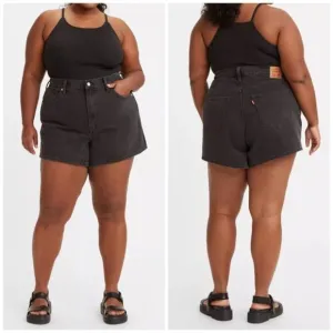 Levi's High Waisted Mom Faded Black Non-Stretch Denim Shorts