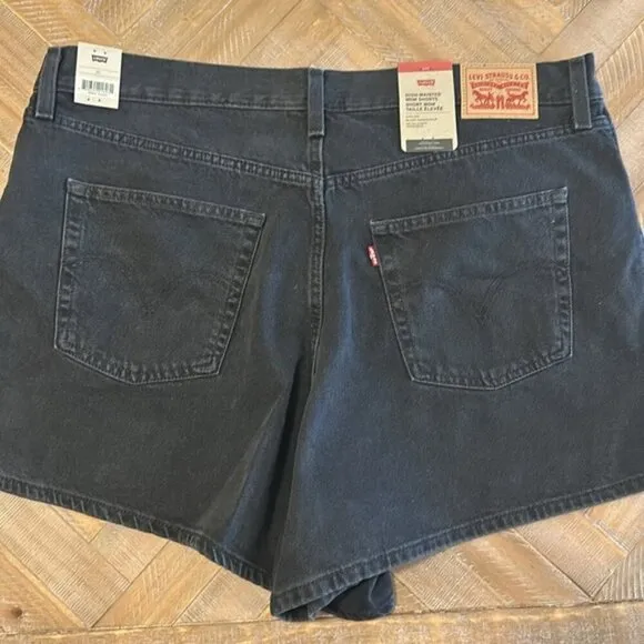 Levi's High Waisted Mom Faded Black Non-Stretch Denim Shorts