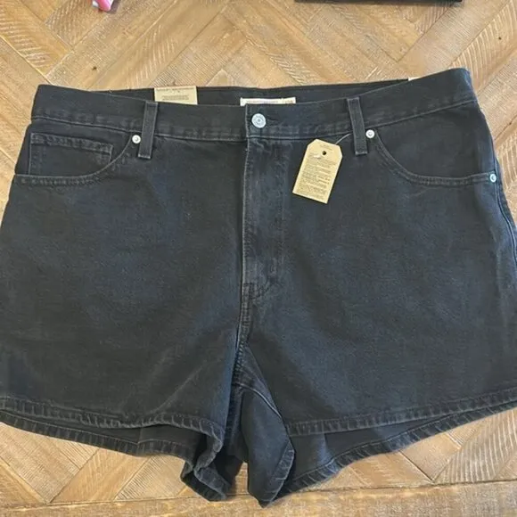 Levi's High Waisted Mom Faded Black Non-Stretch Denim Shorts