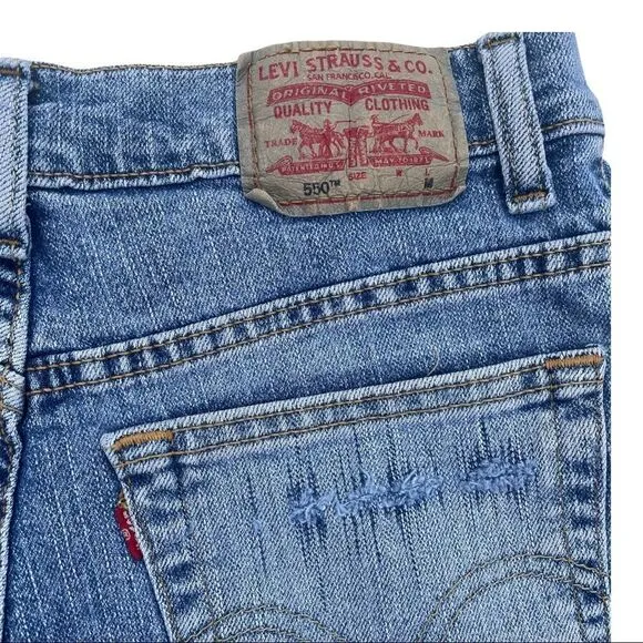 Levi’s Jean Shorts Cut Offs Distressed American Flag Button Fly Relaxed Womens 8