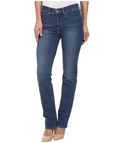 *Levi's Womens 314 0002 Shaping Worn Blue Denim Jeans Size 28 X 32