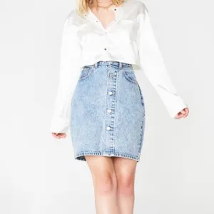 Levi’s Women’s Button Front Mini Blue Mom Denim Skirt Size 26 NWT
