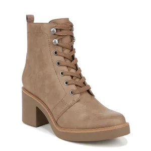 LifeStride Womens Rhodes Combat Block Heel Boot Mushroom 8.5 M
