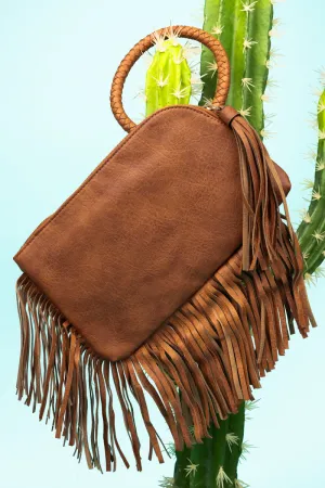 Light Brown Fairleigh Fringe Bangle Clutch