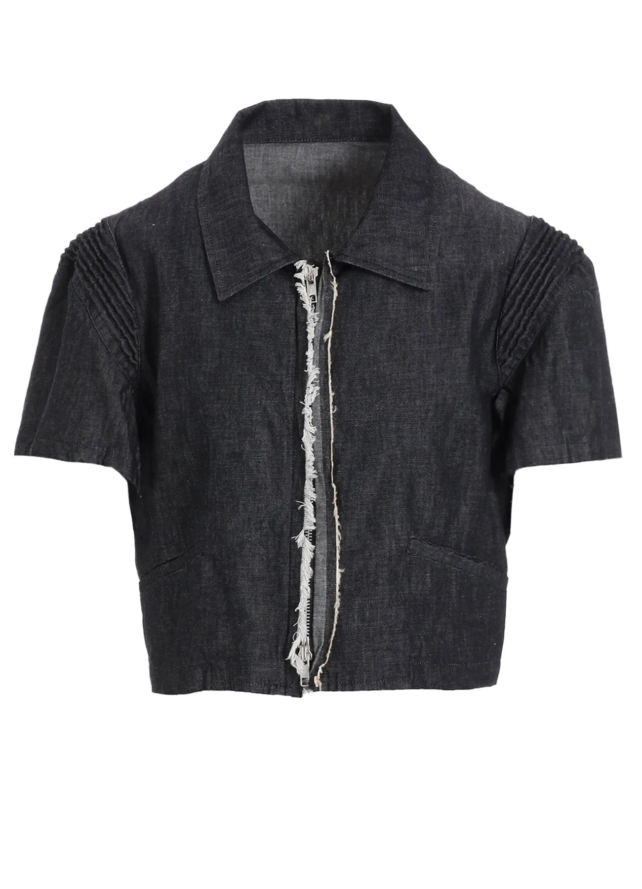 LIGHT DENIM FRILLED SHORT JACKET
