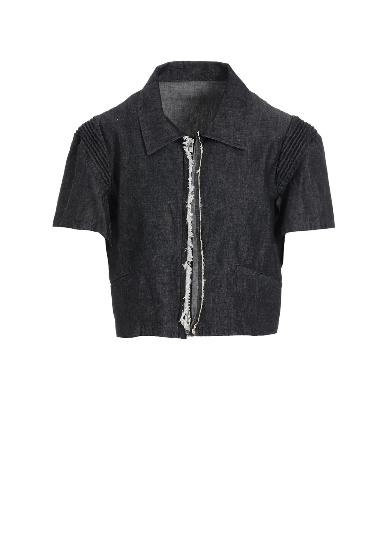 LIGHT DENIM FRILLED SHORT JACKET