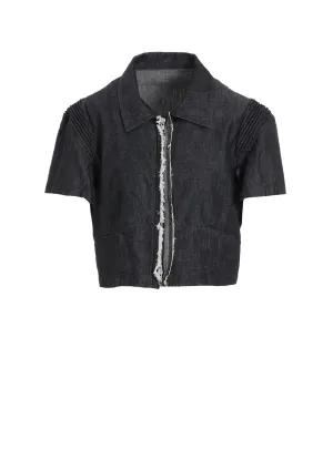 LIGHT DENIM FRILLED SHORT JACKET