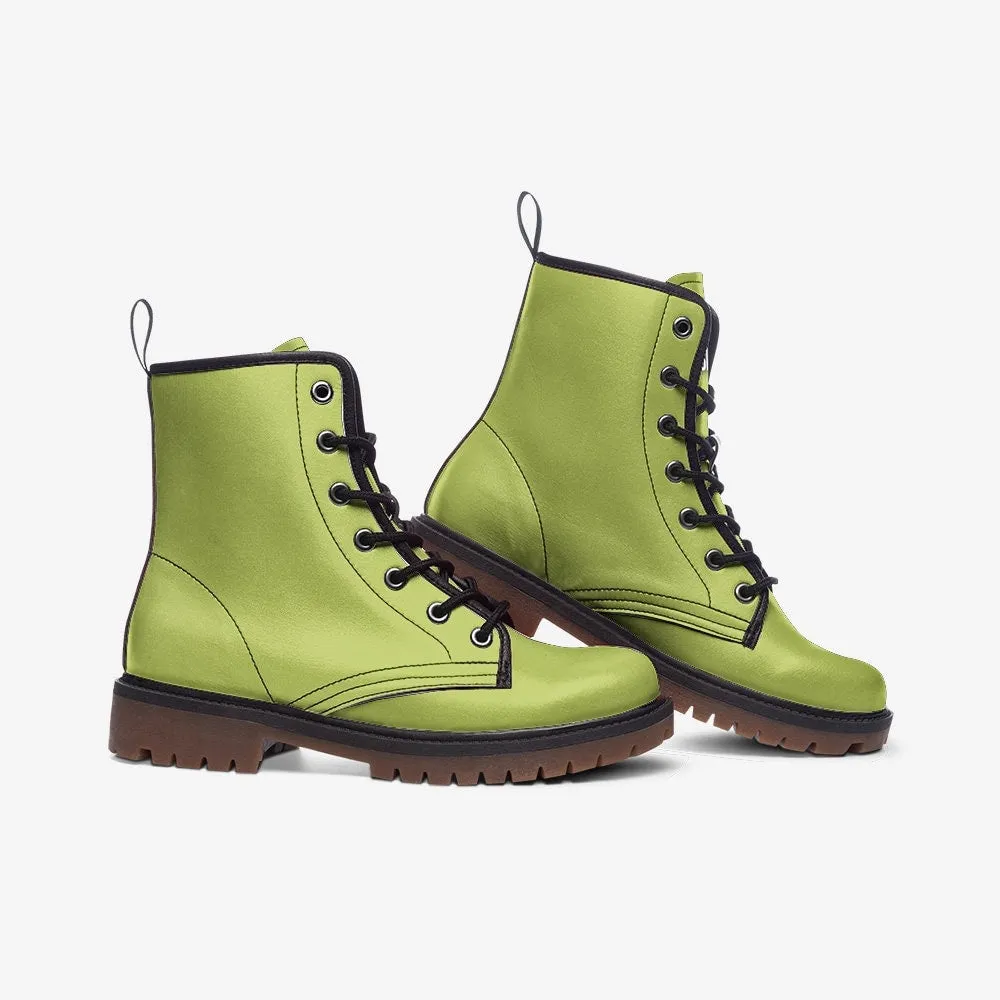 Lime Green Vegan Leather Unisex Boots