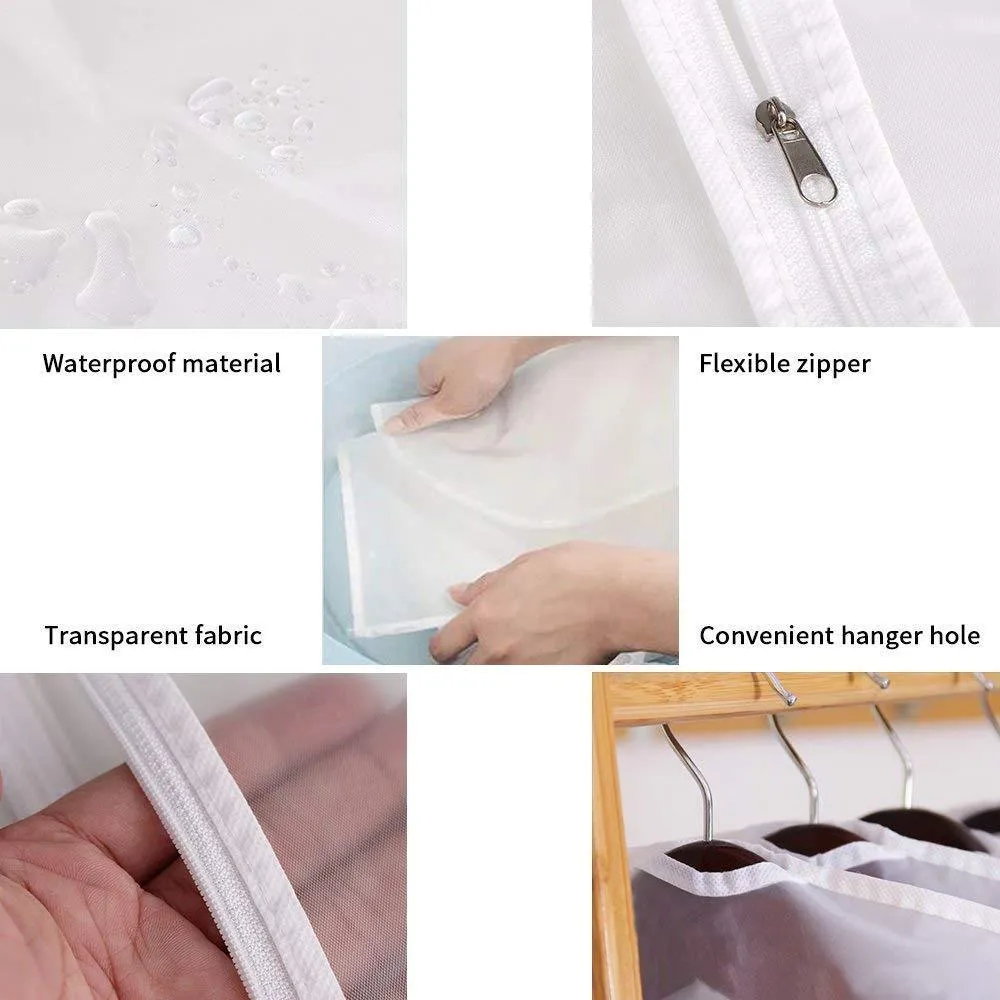 Linseray 8 Pack Hanging Garment Bag, 24'' x 48'' Suit Bags Breathable Moth Proof Garment Cover with Full Zipper for Long Dress Dance Costumes Suits Gowns Coats