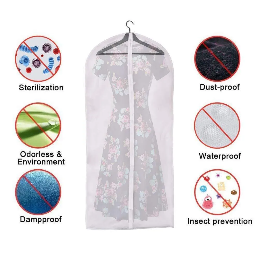Linseray 8 Pack Hanging Garment Bag, 24'' x 48'' Suit Bags Breathable Moth Proof Garment Cover with Full Zipper for Long Dress Dance Costumes Suits Gowns Coats