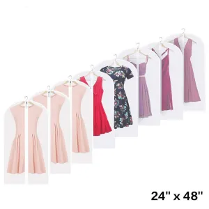 Linseray 8 Pack Hanging Garment Bag, 24'' x 48'' Suit Bags Breathable Moth Proof Garment Cover with Full Zipper for Long Dress Dance Costumes Suits Gowns Coats