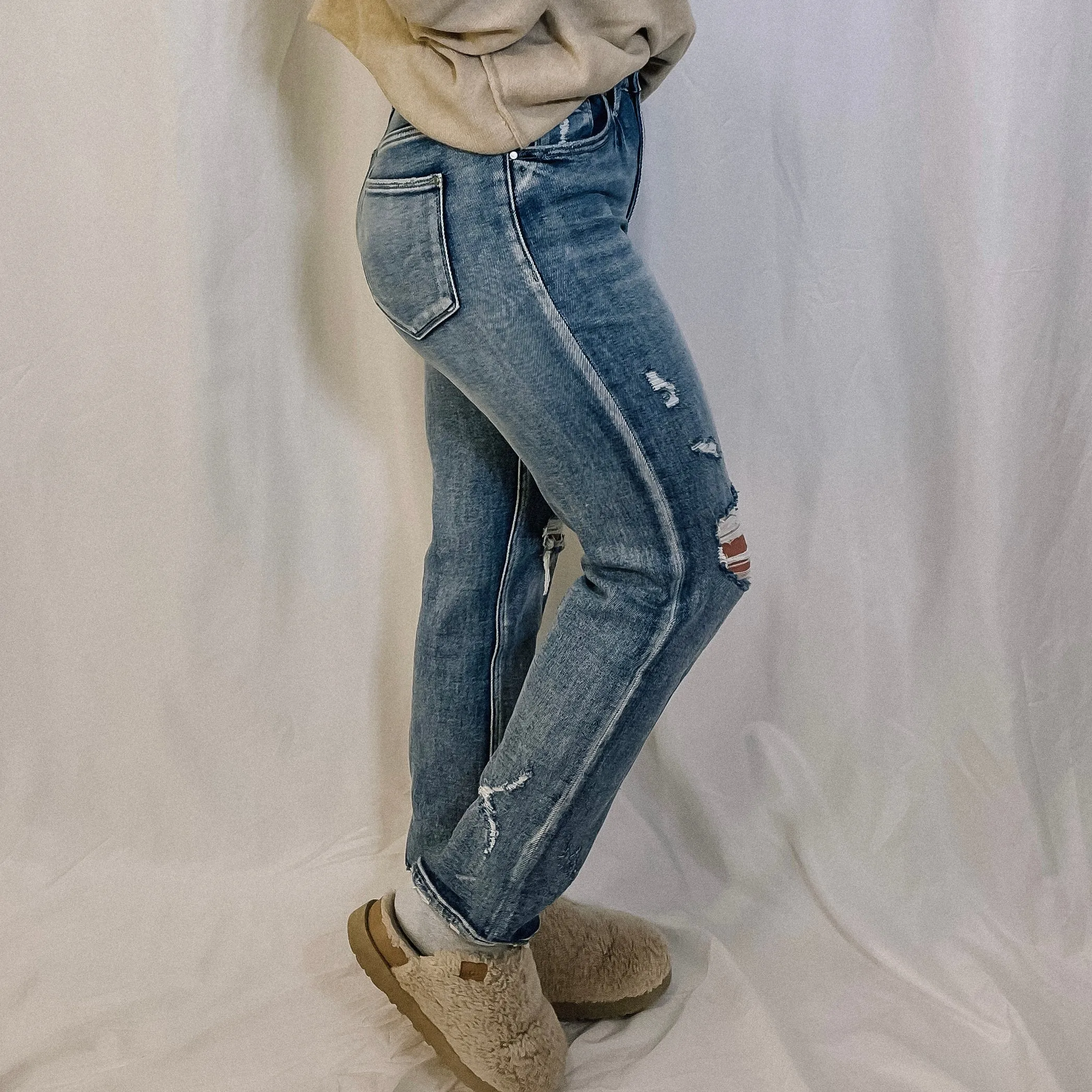 Logan Distressed Slim Straight Leg Denim