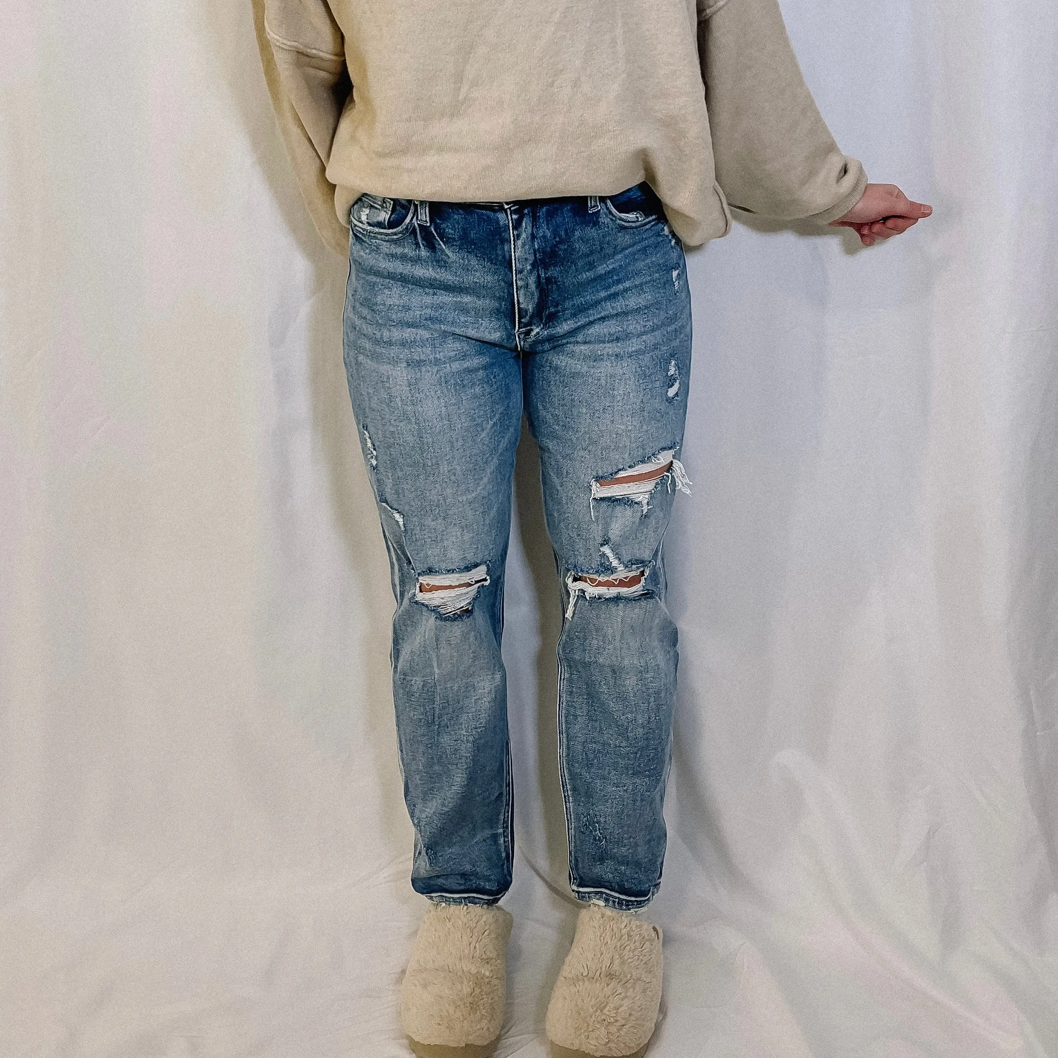 Logan Distressed Slim Straight Leg Denim