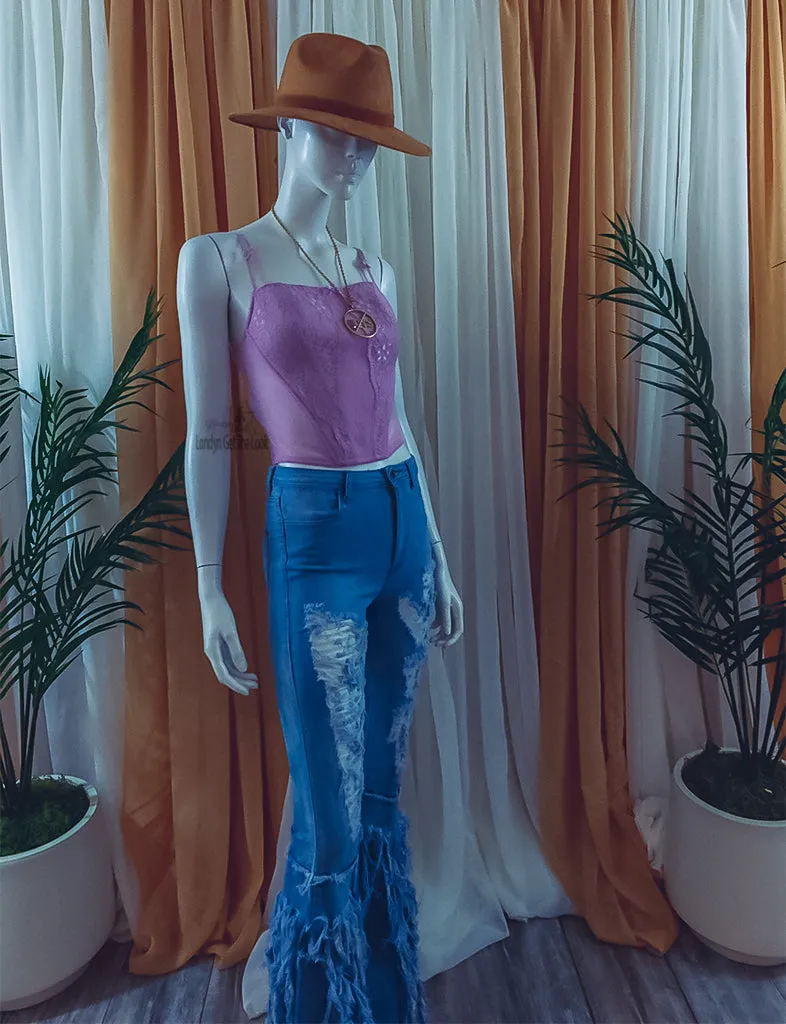 Londyn In Distress High Waist Bell Bottom Jeans