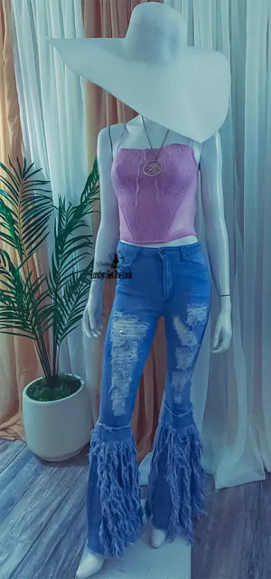 Londyn In Distress High Waist Bell Bottom Jeans