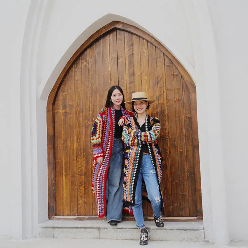 Long Sleeve Maxi Hand Made Coat Native Sweater