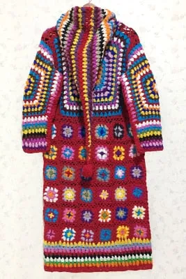Long Sleeve Maxi Hand Made Coat Native Sweater