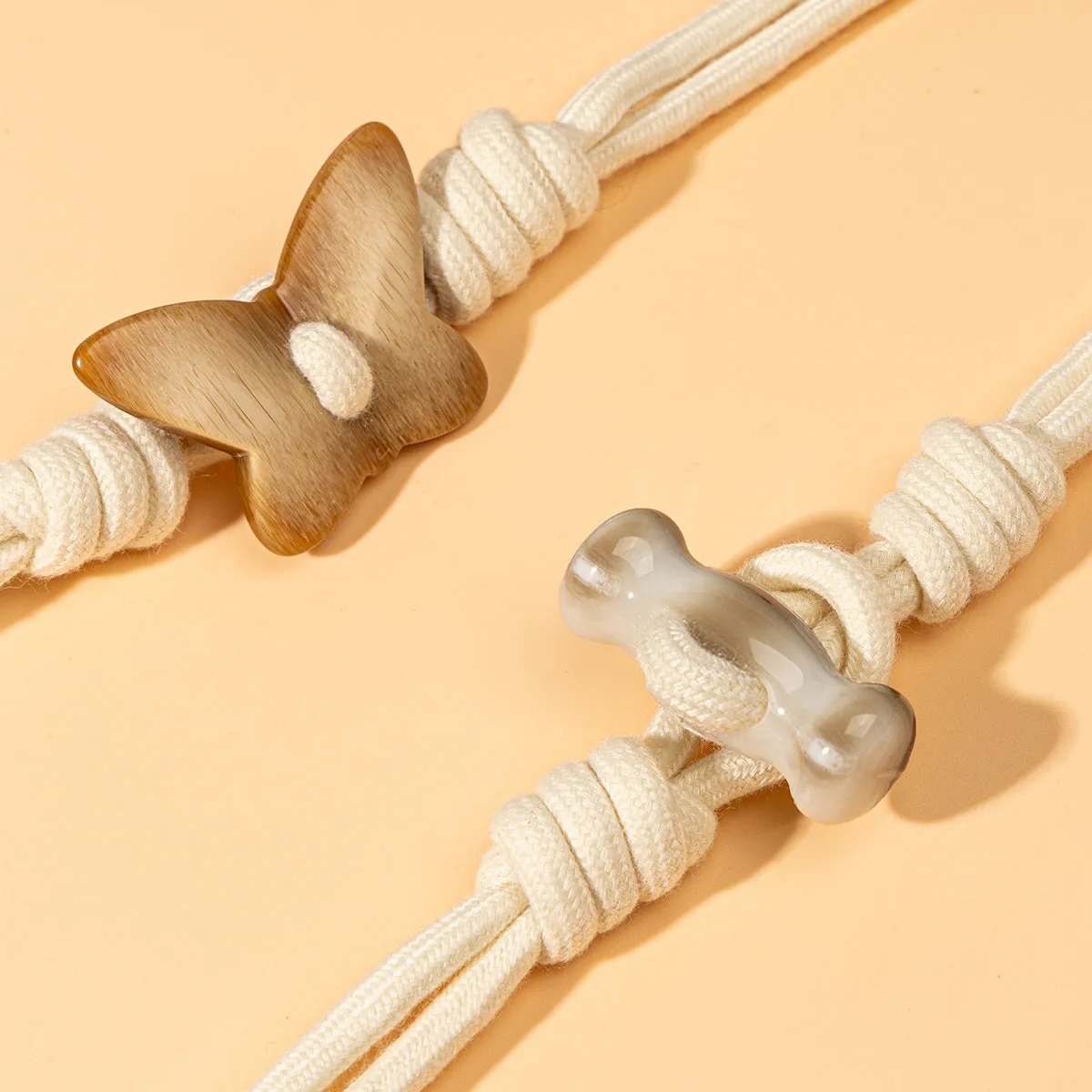 Long-Tailed Tassel Resin Butterfly Toggle Buttons for Trench Coats 4pcs
