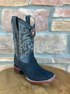 Los Altos Python Suede Black Wide Square Toe Boots
