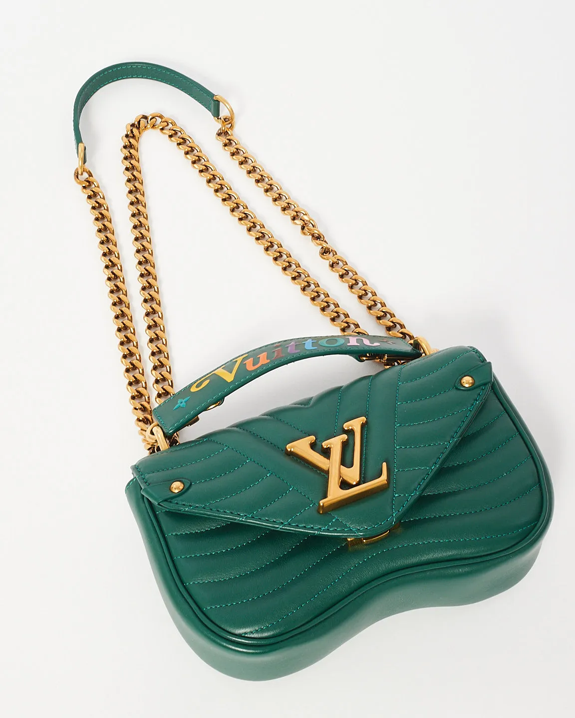 Louis Vuitton Emerald Green Leather New Wave Chain PM