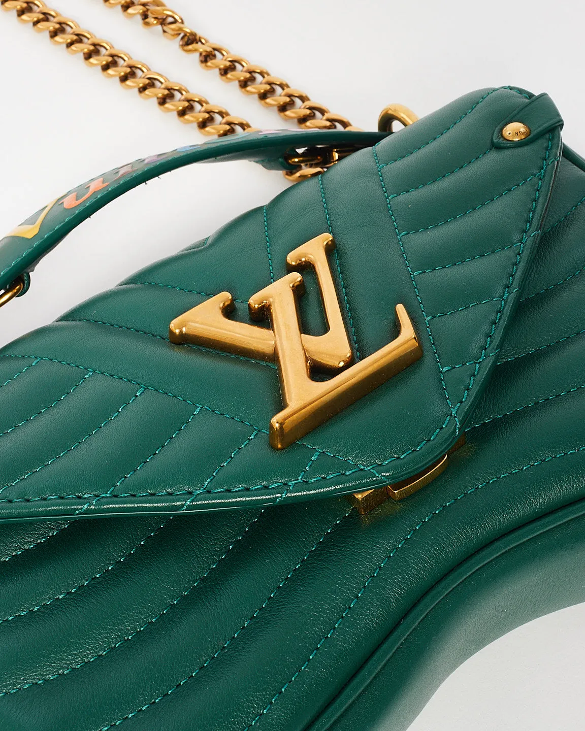 Louis Vuitton Emerald Green Leather New Wave Chain PM