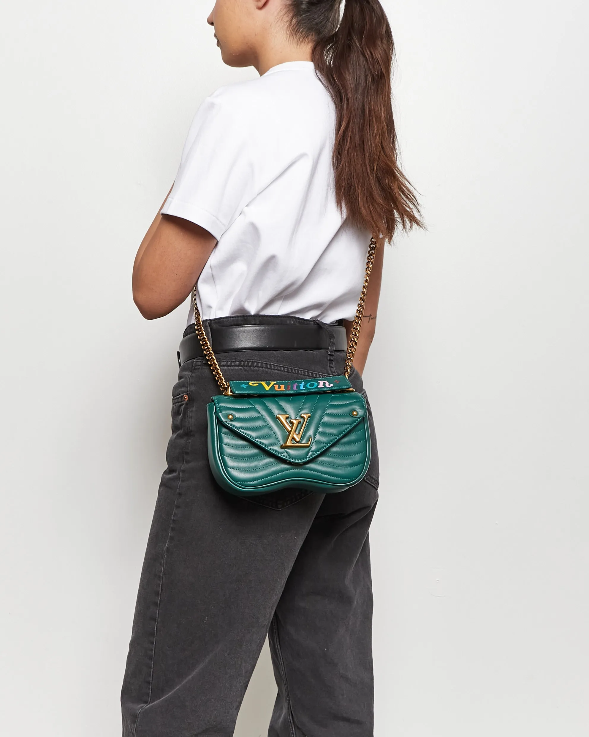 Louis Vuitton Emerald Green Leather New Wave Chain PM
