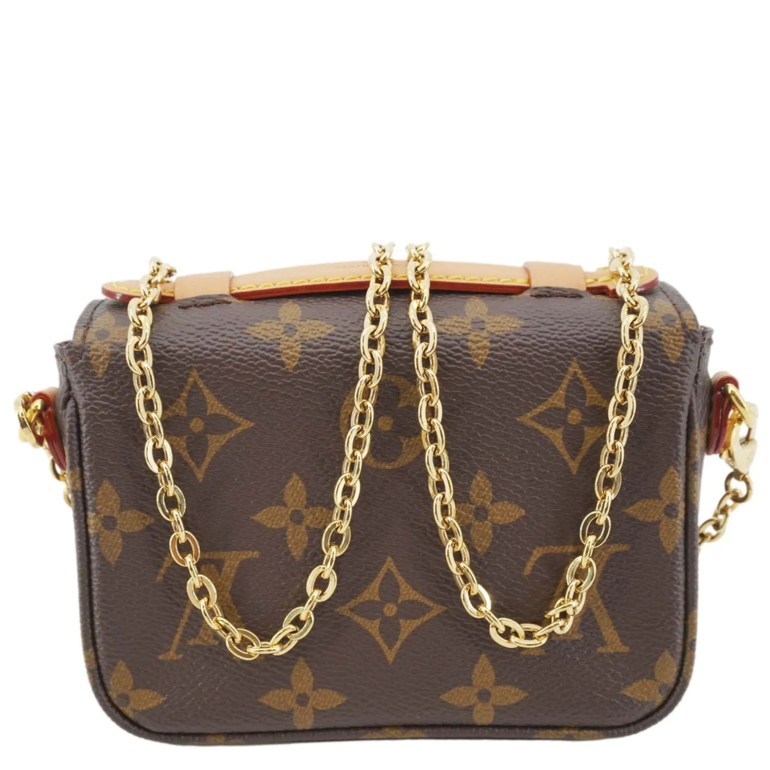 LOUIS VUITTON Micro Metis Monogram Canvas Chain Crossbody Bag Brown