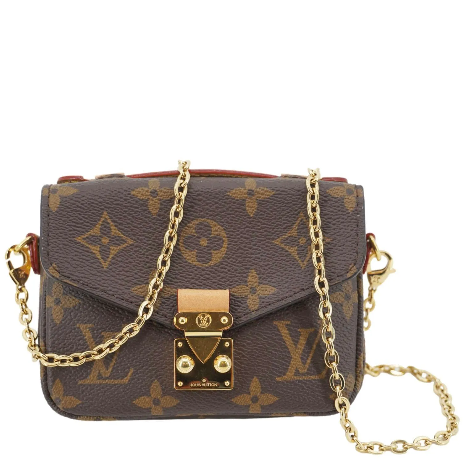 LOUIS VUITTON Micro Metis Monogram Canvas Chain Crossbody Bag Brown