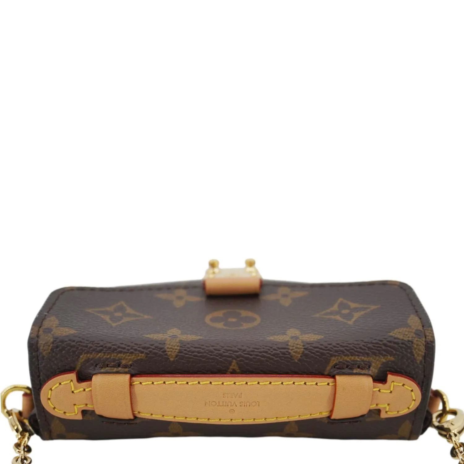 LOUIS VUITTON Micro Metis Monogram Canvas Chain Crossbody Bag Brown