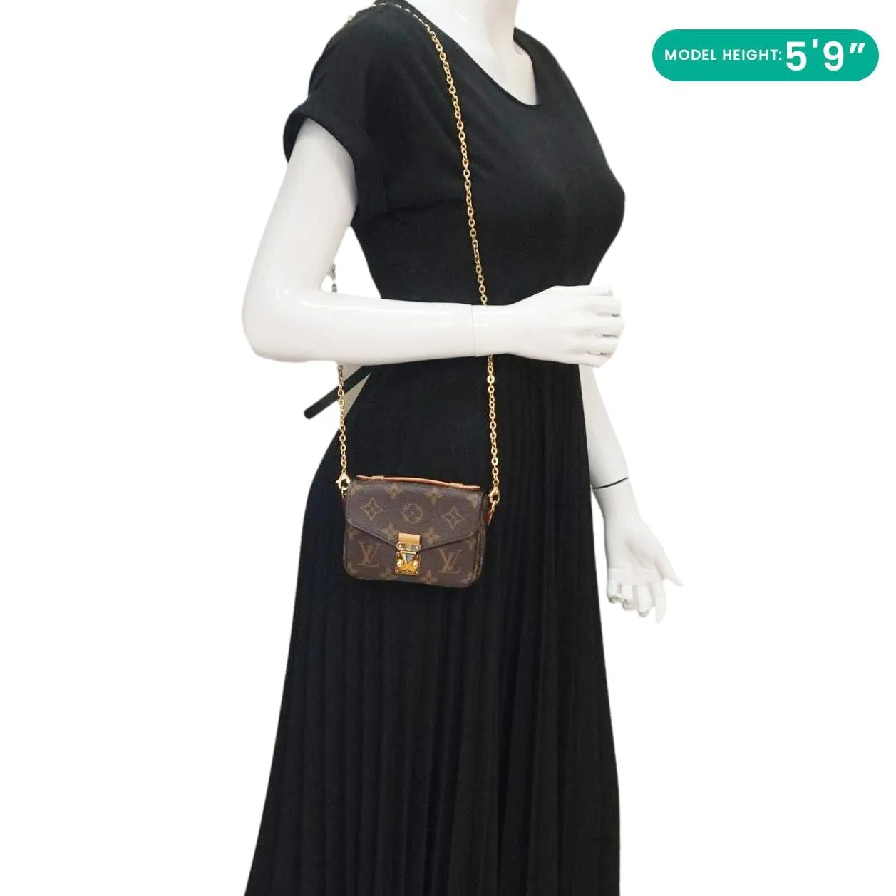 LOUIS VUITTON Micro Metis Monogram Canvas Chain Crossbody Bag Brown