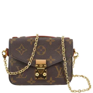 LOUIS VUITTON Micro Metis Monogram Canvas Chain Crossbody Bag Brown