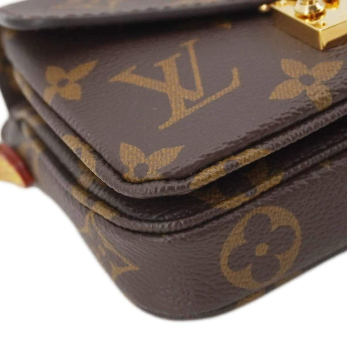 LOUIS VUITTON Micro Metis Monogram Canvas Chain Crossbody Bag Brown