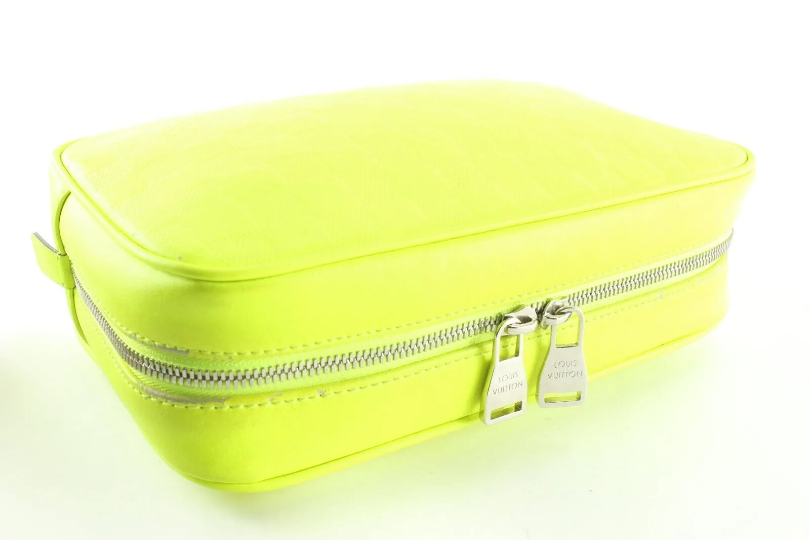 Louis Vuitton Neon Green Damier Infini Leather Trousse Cosmetic Pouch 5LK0223