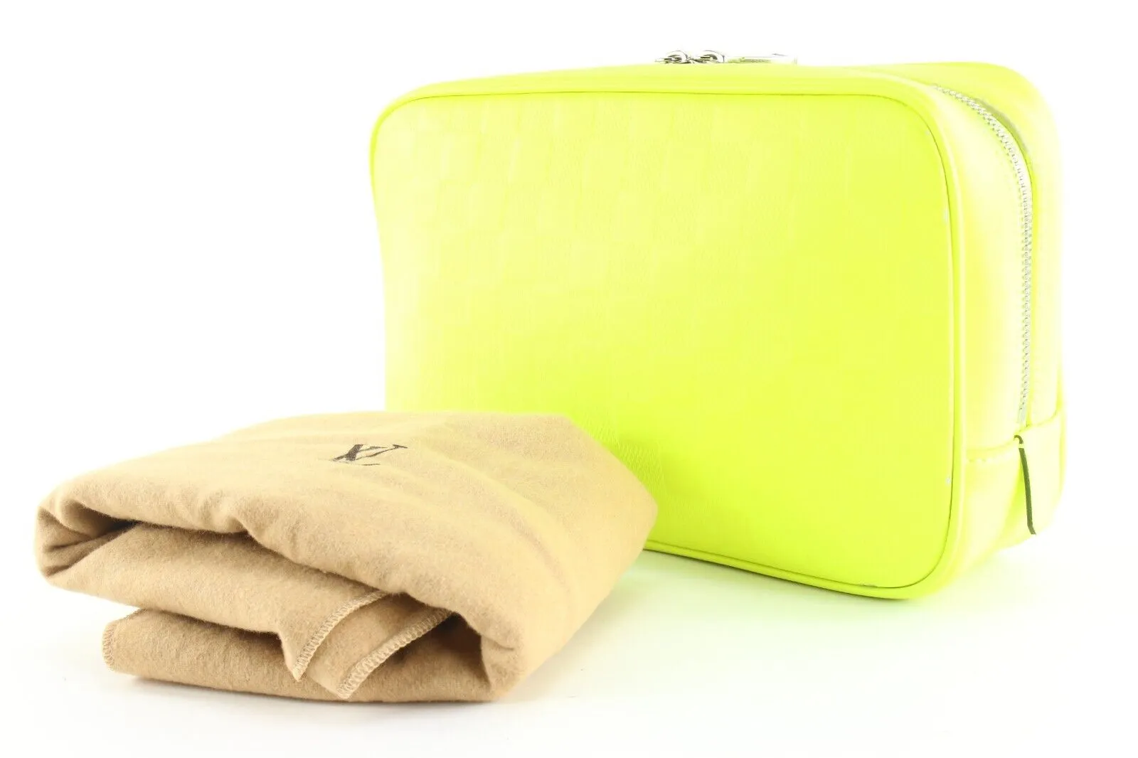 Louis Vuitton Neon Green Damier Infini Leather Trousse Cosmetic Pouch 5LK0223