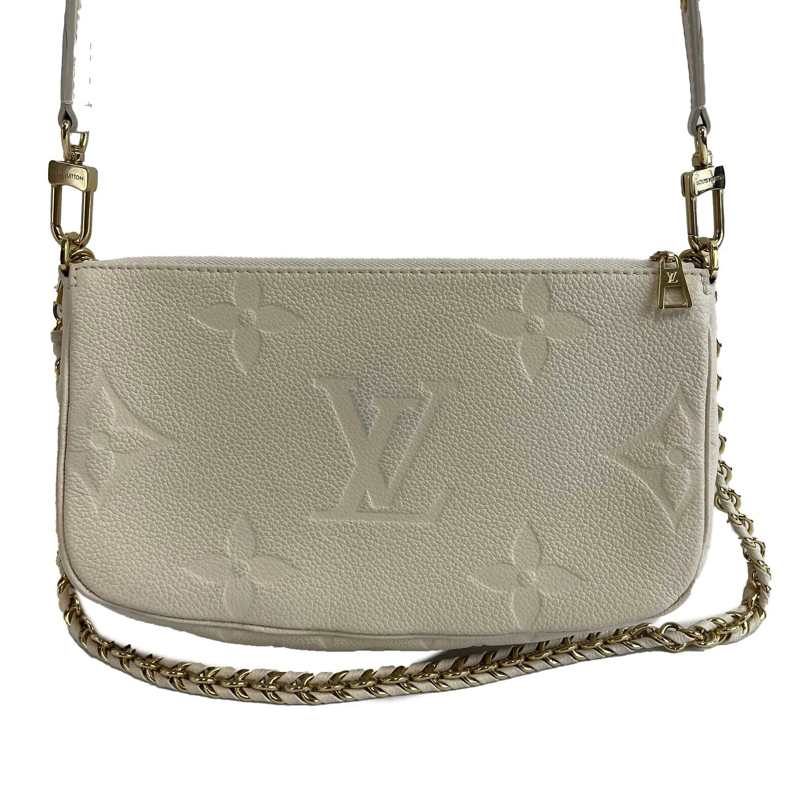Louis Vuitton - NEW Cream Giant Monogram Empreinte Multi Pochette Accessories